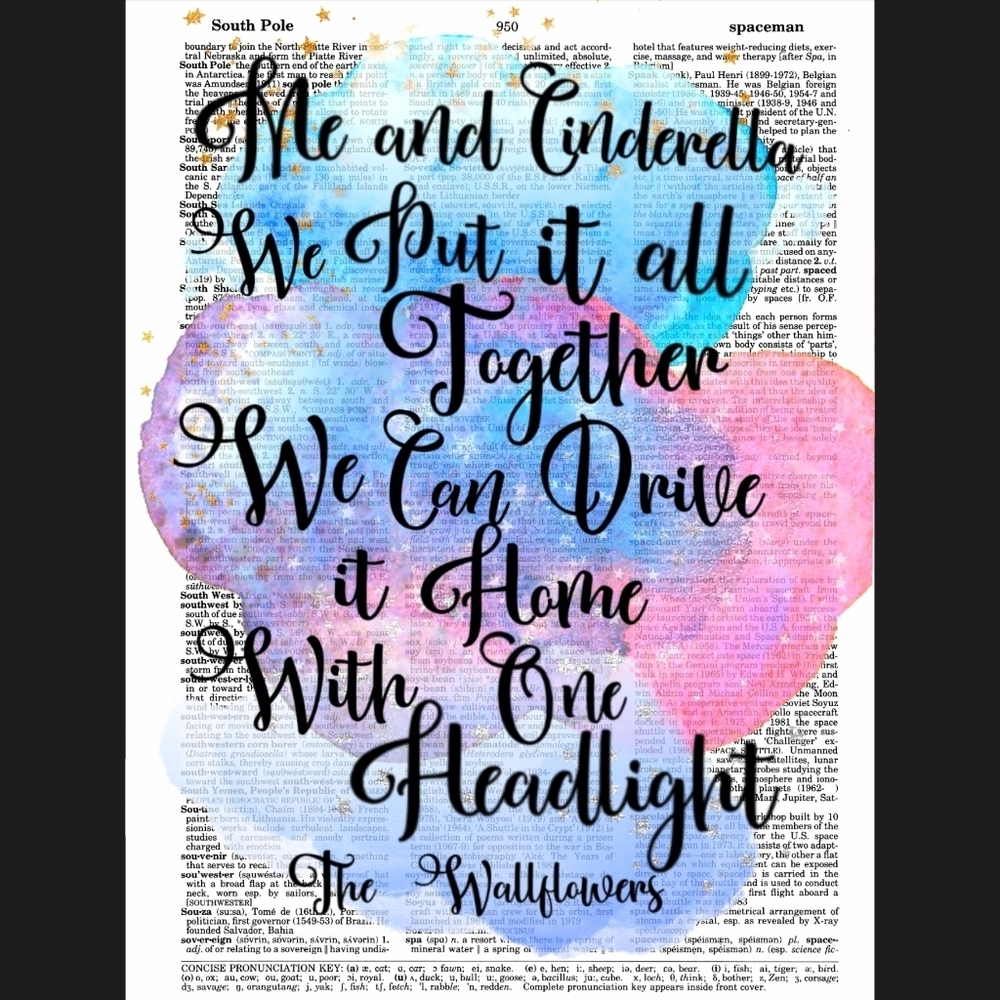 One Headlight The Wallflowers Music Lyric Wall Art